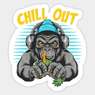 Urban Style Gorilla Wearing Headphones Sticker